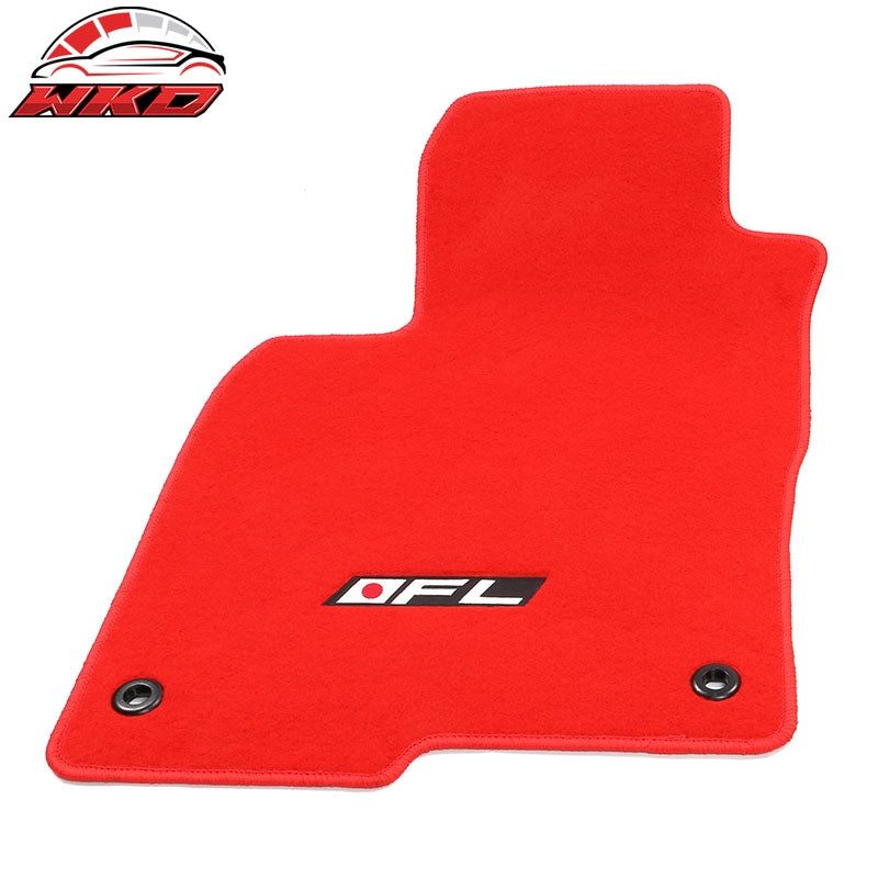 Fits 22-26 Honda Civic Floor Mats Carpet Front Rear Red Nylon W/ FL Logo - 4PCS