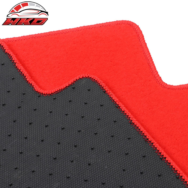 Fits 22-26 Honda Civic Floor Mats Carpet Front Rear Red Nylon W/ FL Logo - 4PCS