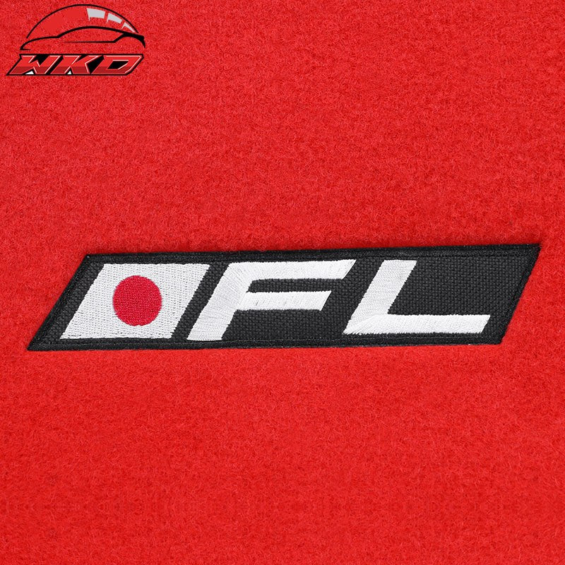 Fits 22-26 Honda Civic Floor Mats Carpet Front Rear Red Nylon W/ FL Logo - 4PCS