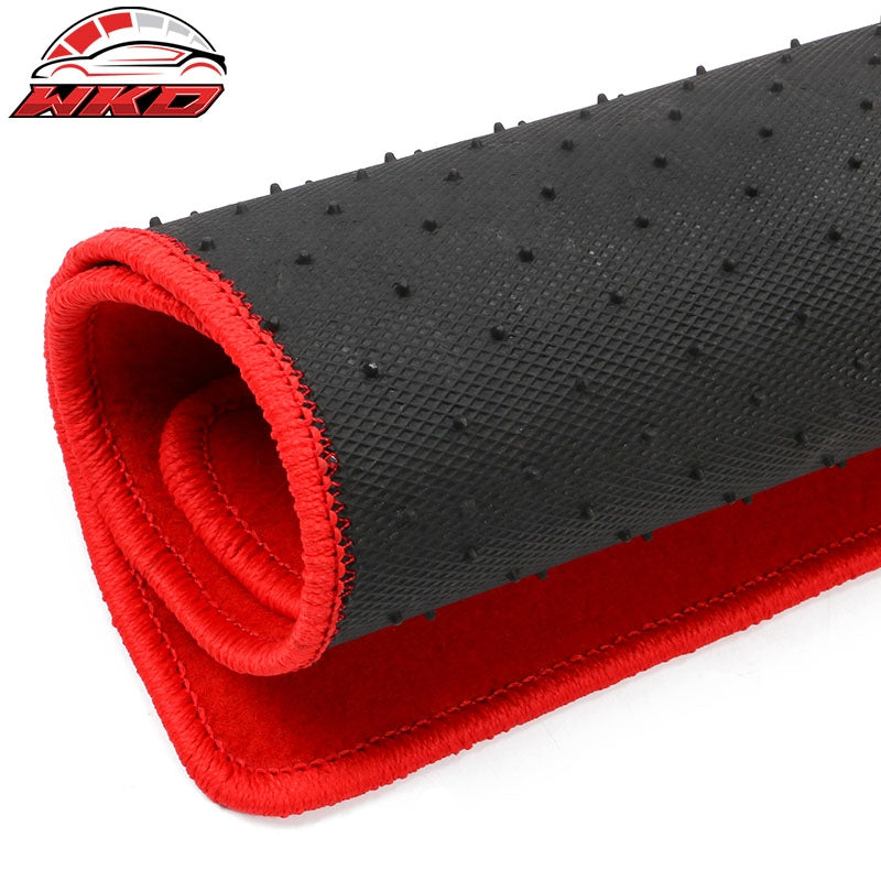 Fits 22-26 Honda Civic Floor Mats Carpet Front Rear Red Nylon W/ FL Logo - 4PCS