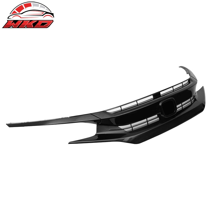 Fits 16-21 Honda Civic 10th Gen Mesh Front Bumper Hood Grille Grill Gloss Black