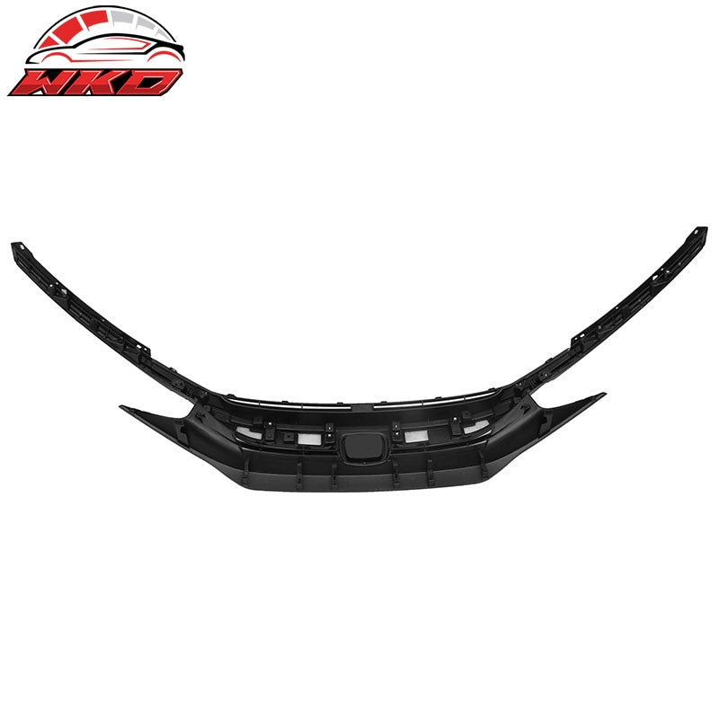 Fits 16-21 Honda Civic 10th Gen Mesh Front Bumper Hood Grille Grill Gloss Black