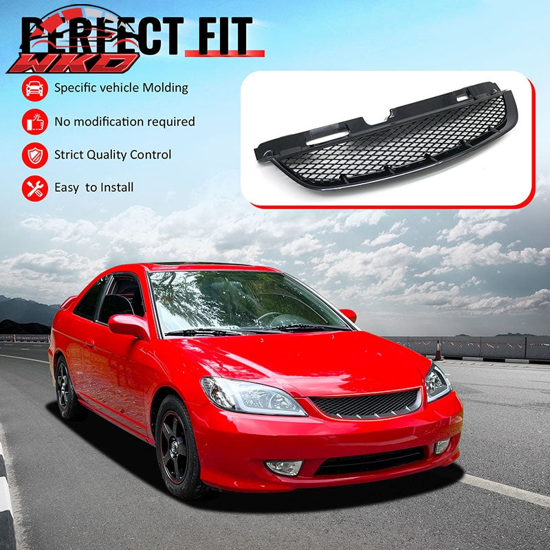 Wholesale 04-05 Honda Civic Front Bumper Hood Grille Mesh Upper Grill Assembly Kit - Wikond Auto