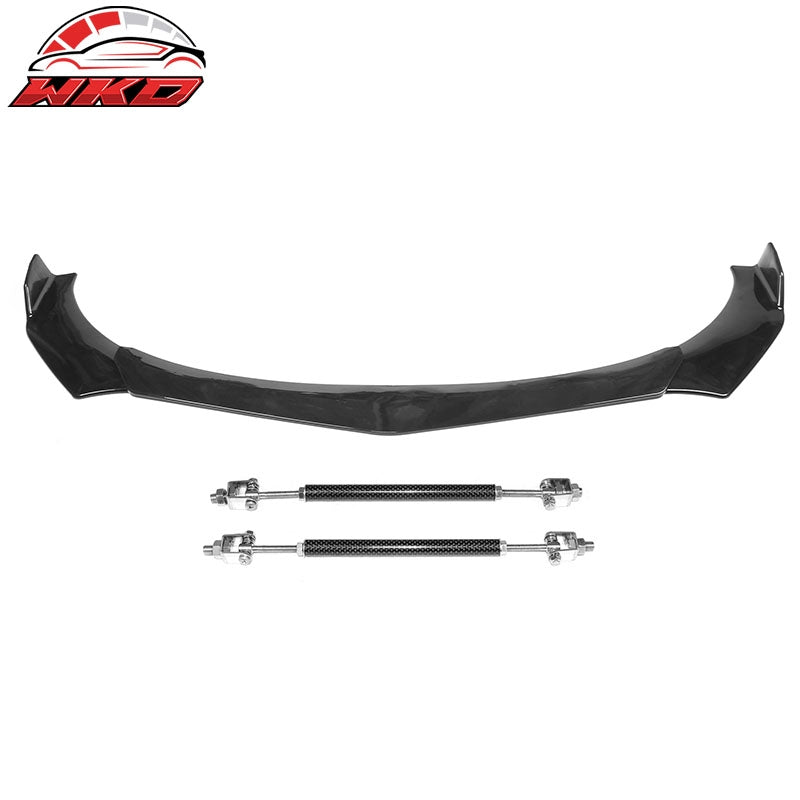 Wholesale Honda Civic 66"-71" Gloss Black Front Bumper Lip + Strut Rods Carbon Fiber