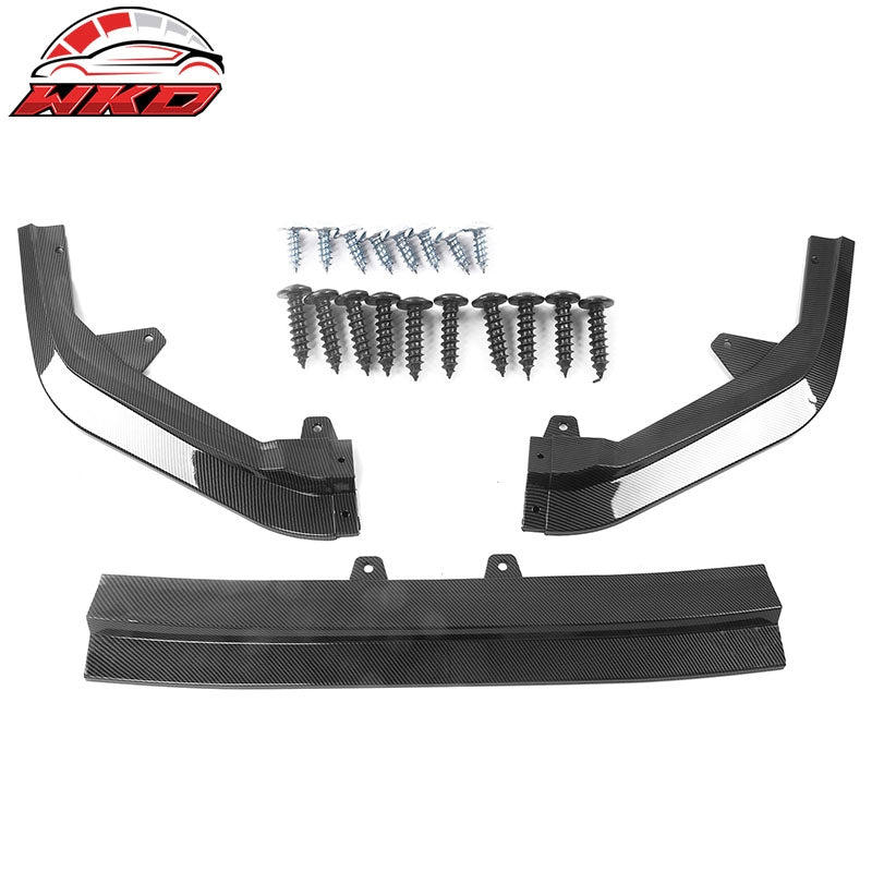 Fits 22-24 Honda Civic Front Bumper Lip RS Style 3PC Carbon Fiber Print PP Kit