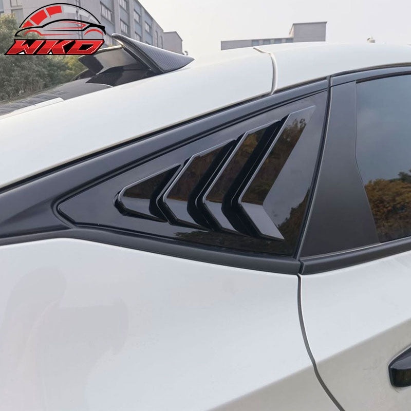 Fits 22-26 Honda Civic Hatchback IKON ABS 2PCS Side Window Louvers Gloss Black