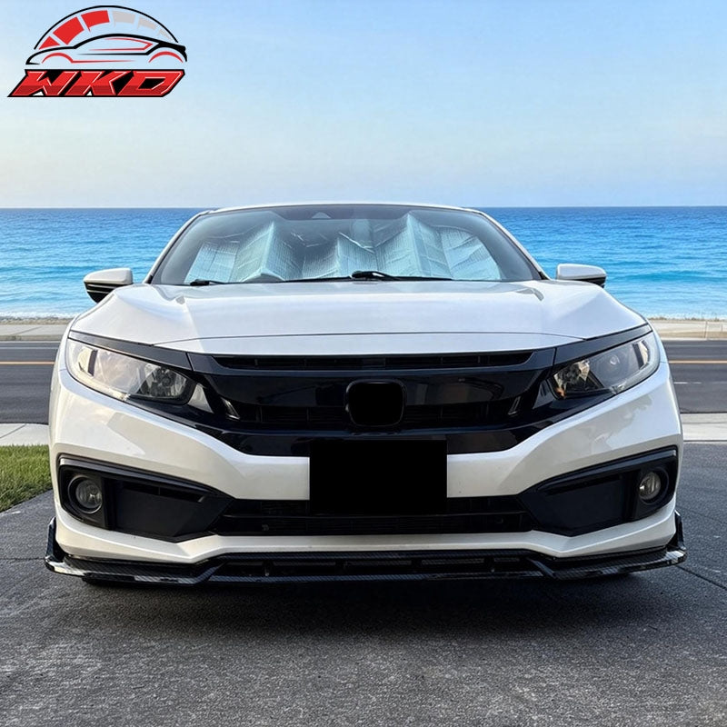 Fits 19-21 Honda Civic IKON Style Carbon Fiber Print Front Bumper Lip Spoiler PP
