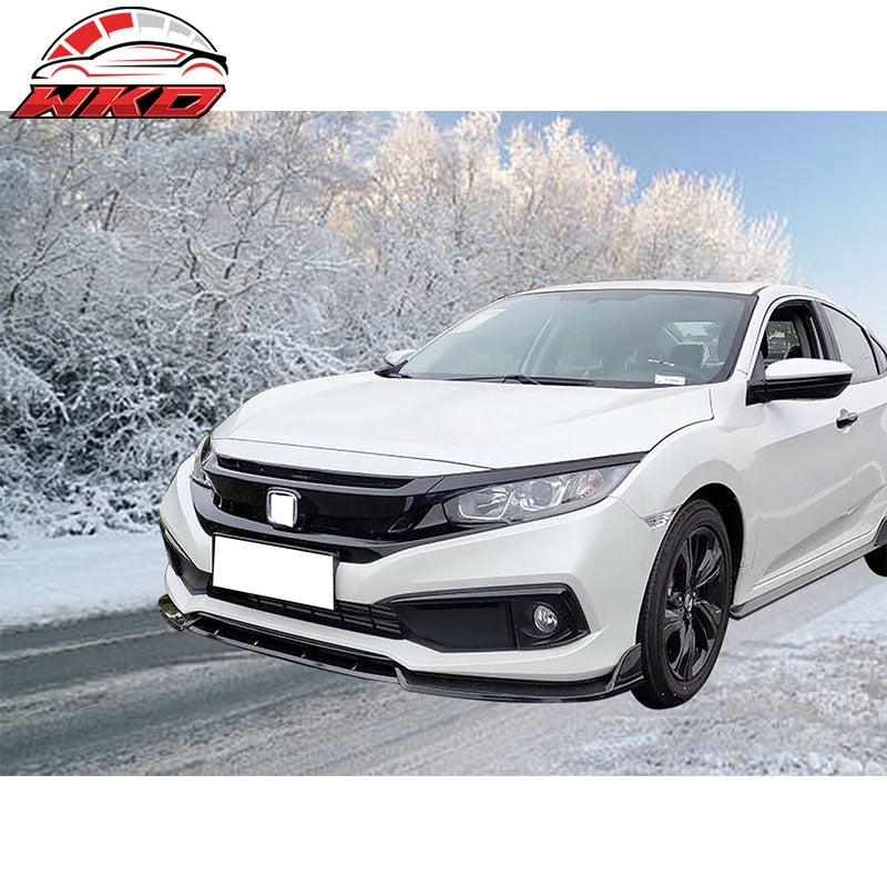 Fits 19-21 Honda Civic IKON Style Carbon Fiber Print Front Bumper Lip Spoiler PP