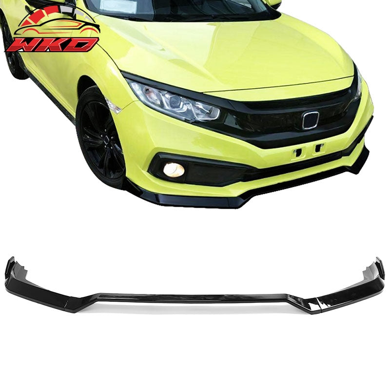 Fits 19-21 Honda Civic IKON V2 Style Front Bumper Lip Splitter Gloss Black PP