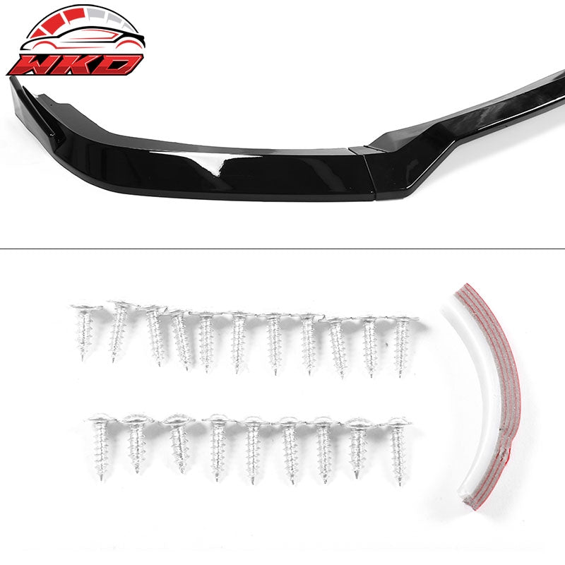 Fits 19-21 Honda Civic IKON V2 Style Front Bumper Lip Splitter Gloss Black PP