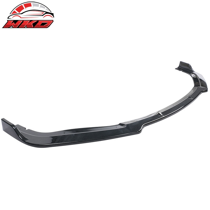 Fits 19-21 Honda Civic IKON V4 Style Carbon Fiber Print Front Bumper Lip PP 1PC