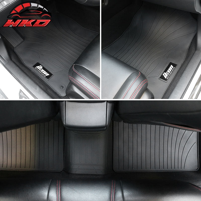 Fits 16-21 Honda Civic Latex Car Floor Mats Liner All Weather Black Carpets 5PC