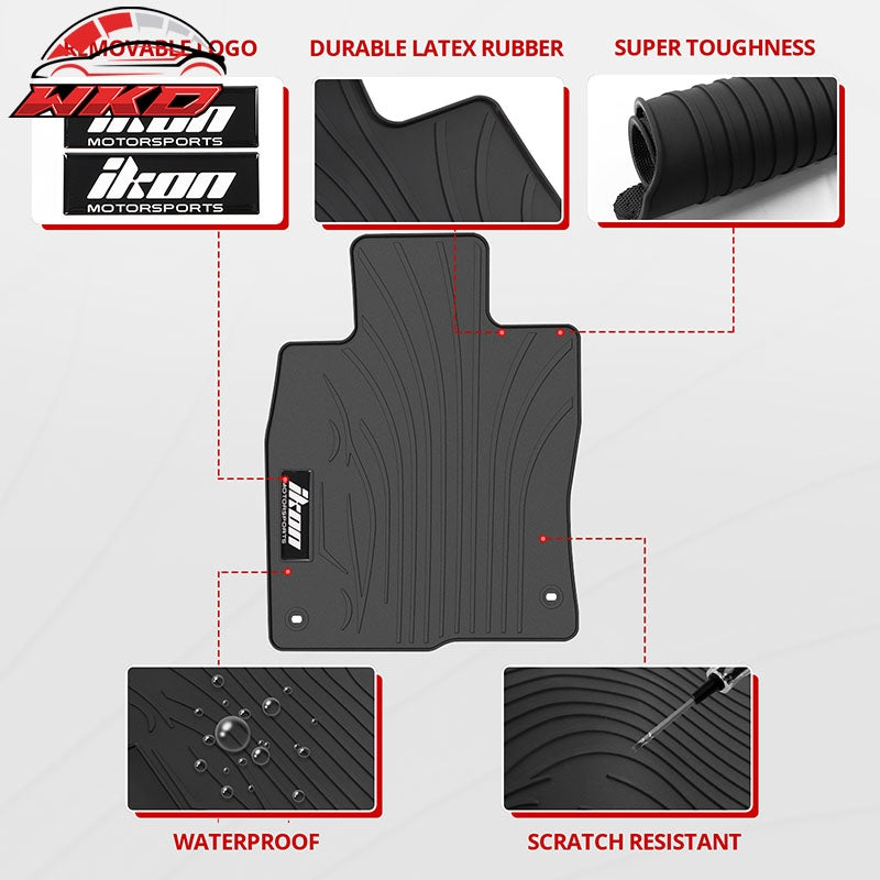 Fits 16-21 Honda Civic Latex Car Floor Mats Liner All Weather Black Carpets 5PC