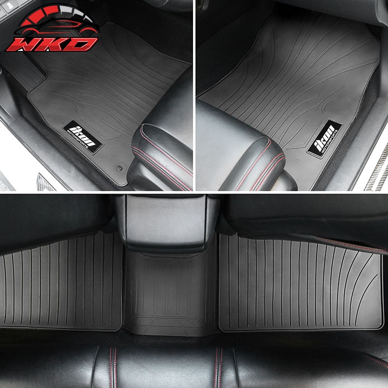 Fits 16-21 Honda Civic Latex Car Floor Mats Liner All Weather Gray Carpets 5PC