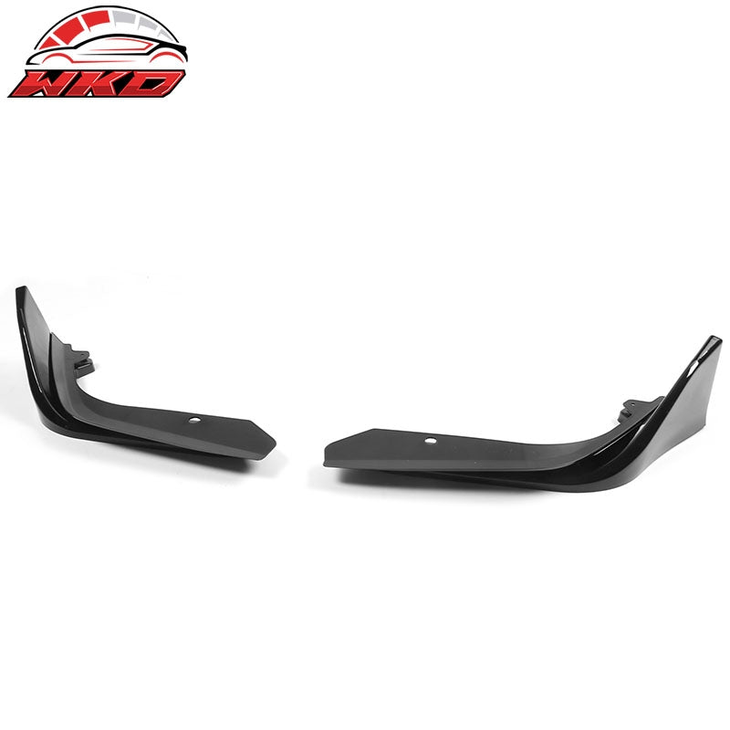 Fits 22-24 Honda Civic MD Style Front Bumper Lip Protector Gloss Black PP 2PC