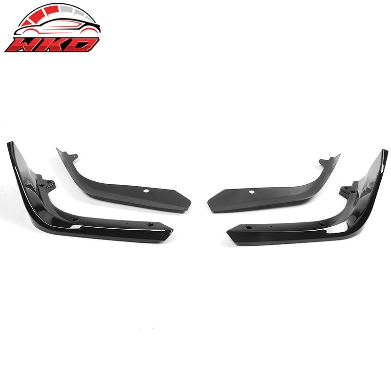 Fits 22-24 Honda Civic MD Style Front Bumper Lip Protector Gloss Black PP 2PC