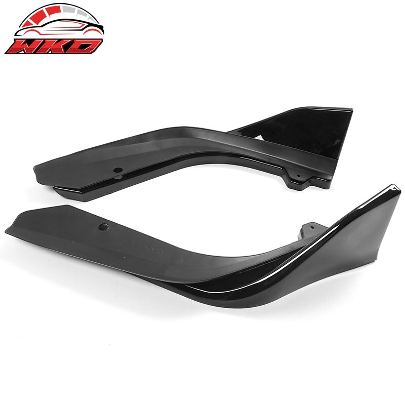 Fits 22-24 Honda Civic MD Style Front Bumper Lip Protector Gloss Black PP 2PC