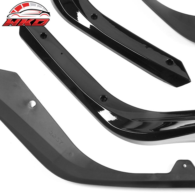 Fits 22-24 Honda Civic MD Style Front Bumper Lip Protector Gloss Black PP 2PC