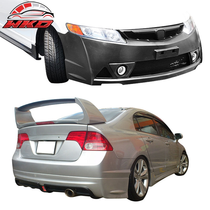 Fits 06-11 Honda Civic Mugen RR Style Front Full Bumper + Rear Lip W/ LED PP