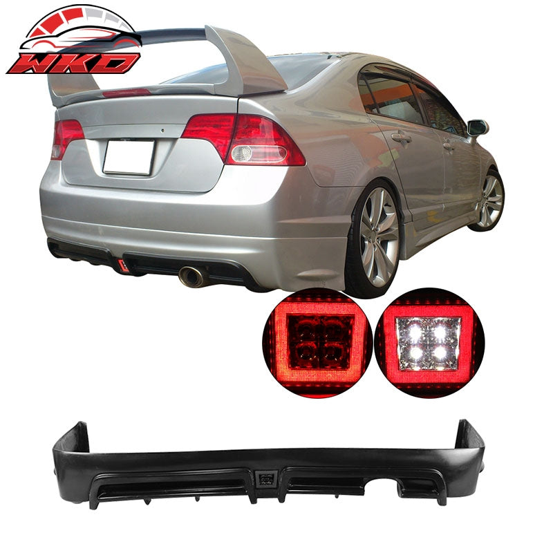 Fits 06-11 Honda Civic Mugen RR Style Front Full Bumper + Rear Lip W/ LED PP