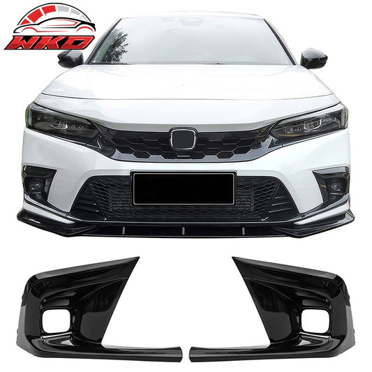 Wholesale 2022-2024 Honda Civic OE Style Fog Light Bezels Square Hole Gloss Black - Wikond Auto