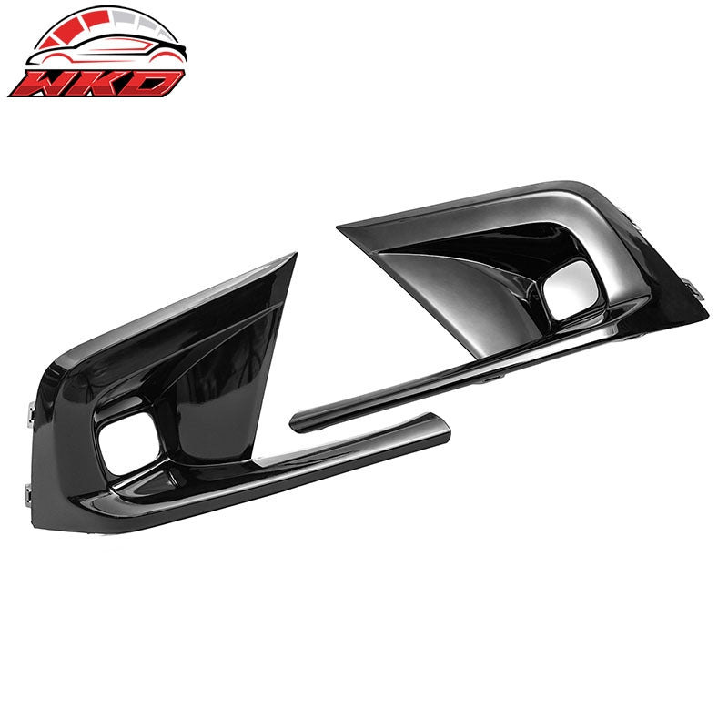 Fits 2022-2024 Honda Civic OE Style Fog Light Bezels Square Hole Gloss Black