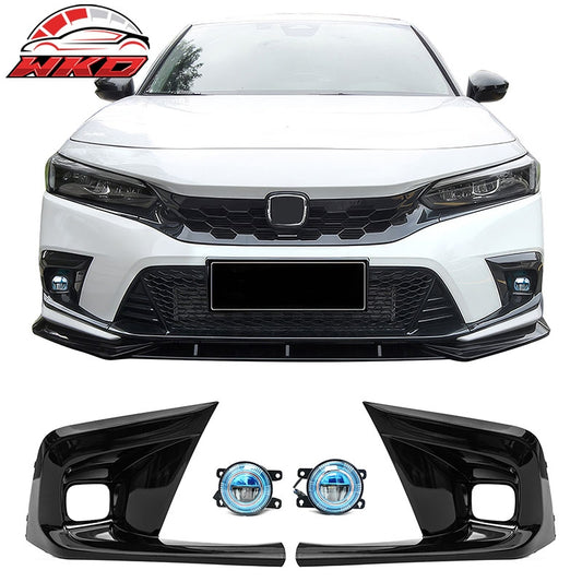 Wholesale 22-24 Honda Civic OE Style Fog Light Bezels w/ JDM Foglights Blue Len Lamps - Wikond Auto