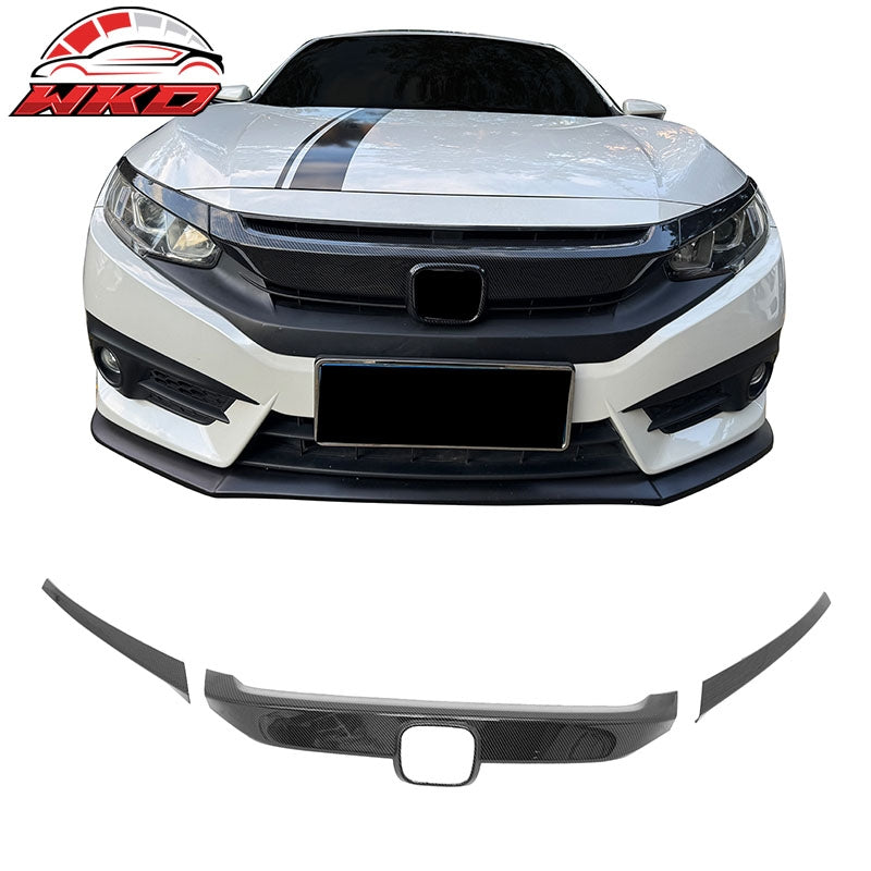 Wholesale 16-21 Honda Civic OE Front Bumper Grille Cover Trim ABS Carbon Fiber Print