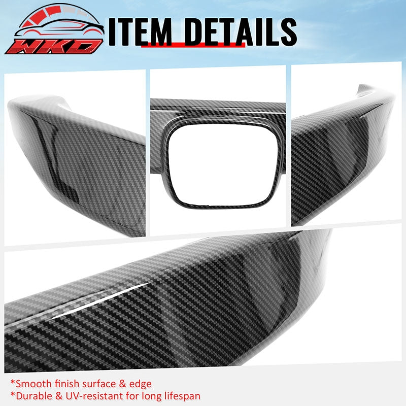 Fits 16-21 Honda Civic OE Front Bumper Grille Cover Trim ABS Carbon Fiber Print