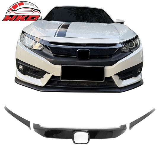 Wholesale 16-21 Honda Civic OE Style Front Bumper Grille Cover Trim ABS - Gloss Black - Wikond Auto