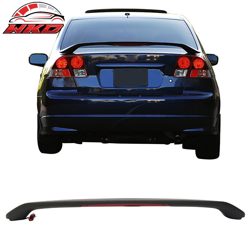 Wholesale 01-05 Honda Civic OE Style Trunk Spoiler W/LED 3rd Brake Light Matte Black