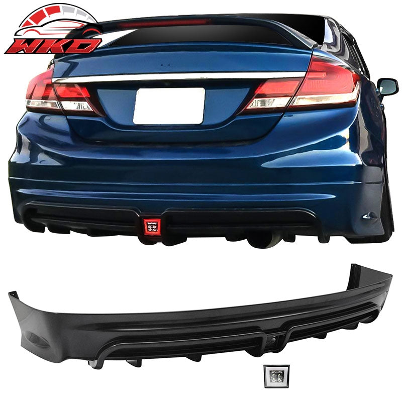 Wholesale 13-15 Honda Civic RR Style Rear Lip w/ Clear LED 3rd Brake Lamp Light - Wikond Auto