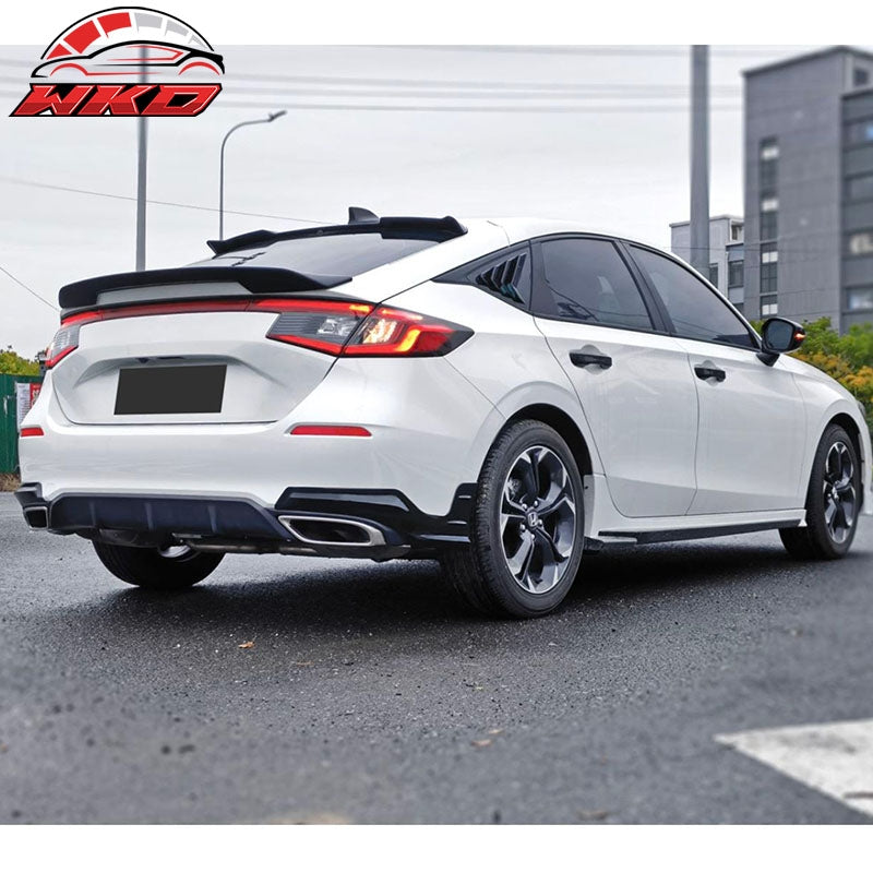 Fits 22-26 Honda Civic Hatchback Mugen Rear Bumper Lip Corner Apron Matte Black