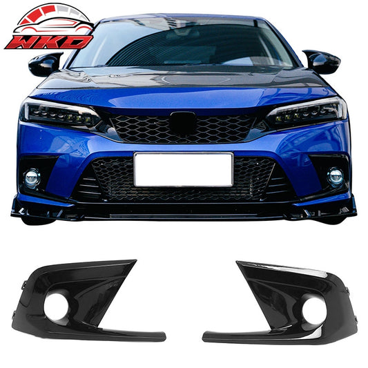 Wholesale 22-24 Honda Civic Round Holes Fog Light Bezels OE Style Covers Gloss Black - Wikond Auto