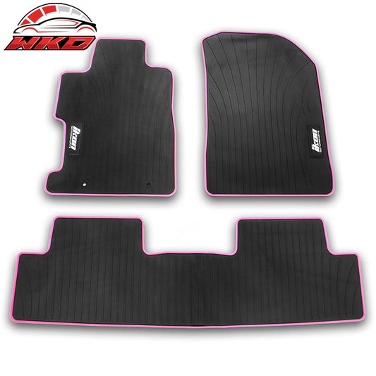 Wholesale 06-11 Honda Civic Rubber Floor Mats Carpet Black & Pink Edge w/ IKON Logo