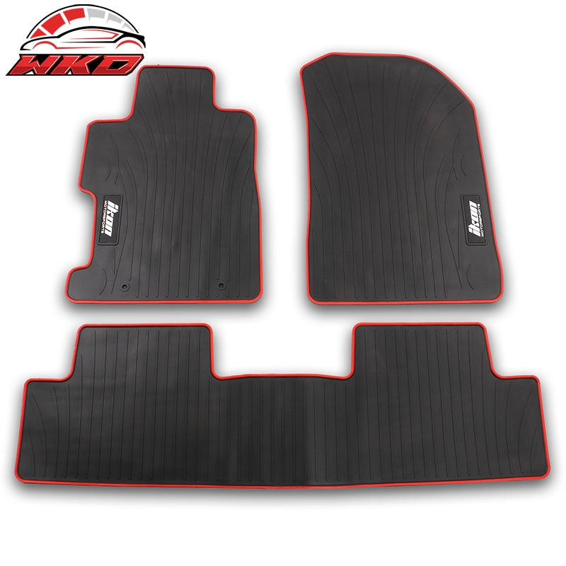 Wholesale 06-11 Honda Civic Rubber Floor Mats Carpet Black & Red Edge w/ IKON Logo