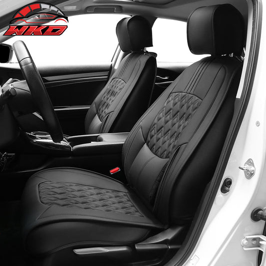 Wholesale 16-21 Honda Civic 5 Seats PU Leather Seat Covers Cushion w/ Lumbar - Black