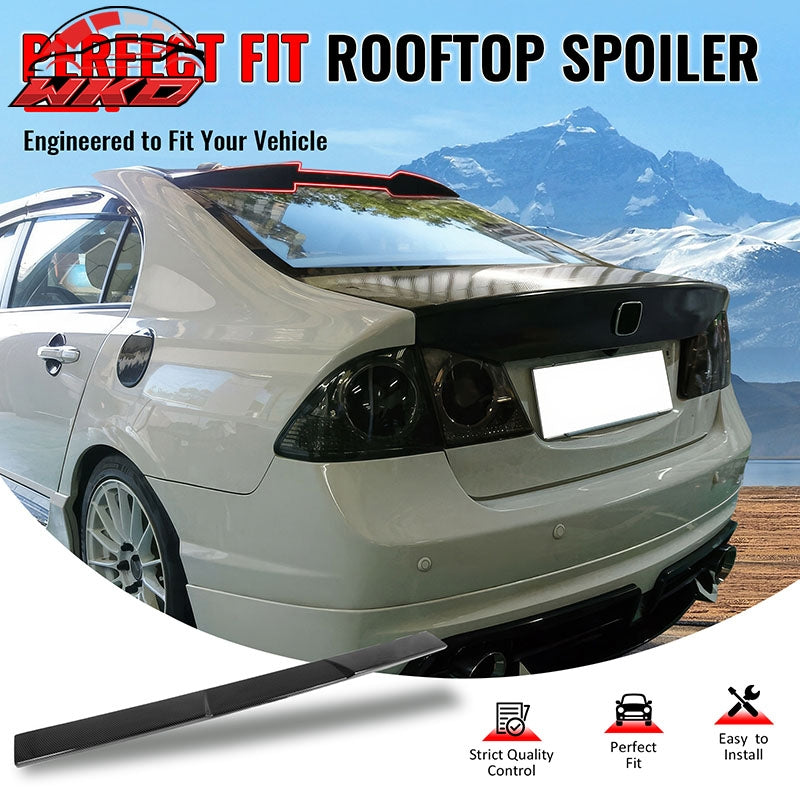 Fits 06-15 Honda Civic Sedan Carbon Fiber Print Rear Roof Spoiler Wing - V Style