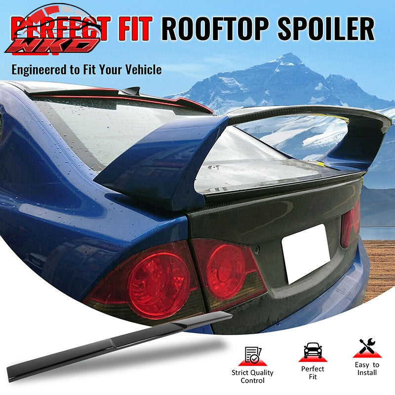 Fits 06-15 Honda Civic Sedan Gloss Black ABS Rear Roof Spoiler Wing Lip- V Style