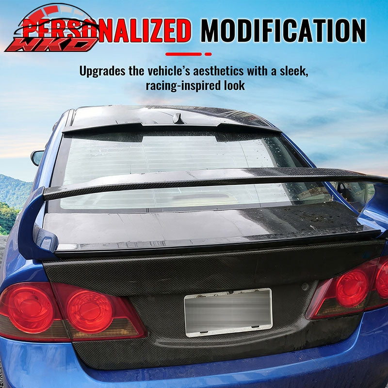 Fits 06-15 Honda Civic Sedan Gloss Black ABS Rear Roof Spoiler Wing Lip- V Style