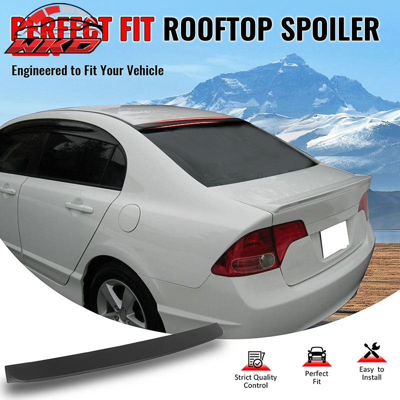 Fits 06-15 Honda Civic Sedan JDM Style Matte Black Rear Roof Spoiler Wing ABS