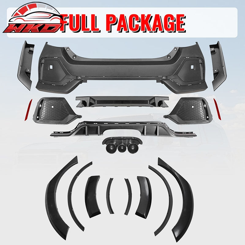 Wholesale 16-21 Honda Civic Sedan TR Style Rear Bumper Cover W/8PCS Fender Flares PP - Wikond Auto