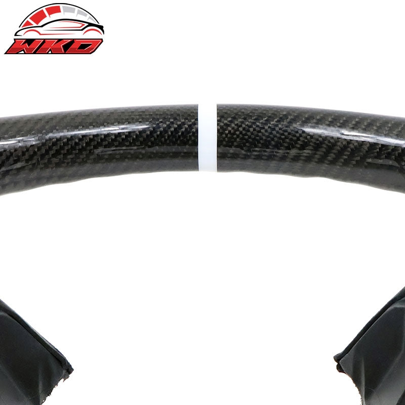 Fits 16-21 Honda Civic Carbon Fiber Steering Wheel Alcantara White Stitch & Ring