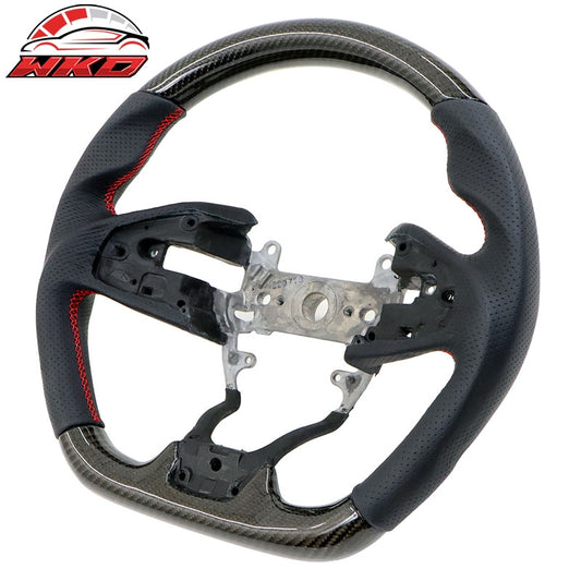 Wholesale 16-21 Honda Civic Steering Wheel Carbon Fiber Perforated Leather Red Stitch