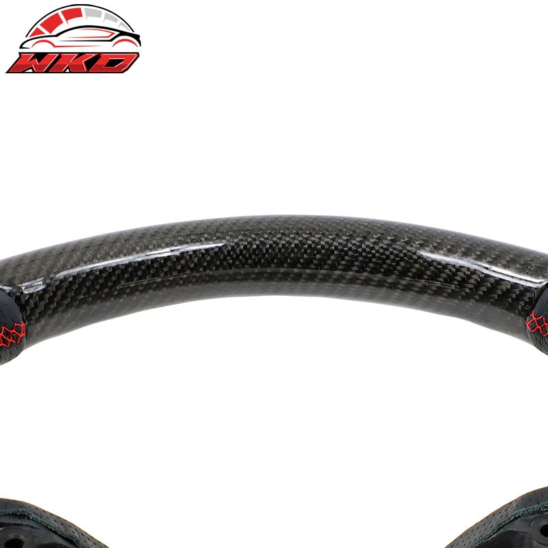 Fits 16-21 Honda Civic Steering Wheel Carbon Fiber Perforated Leather Red Stitch