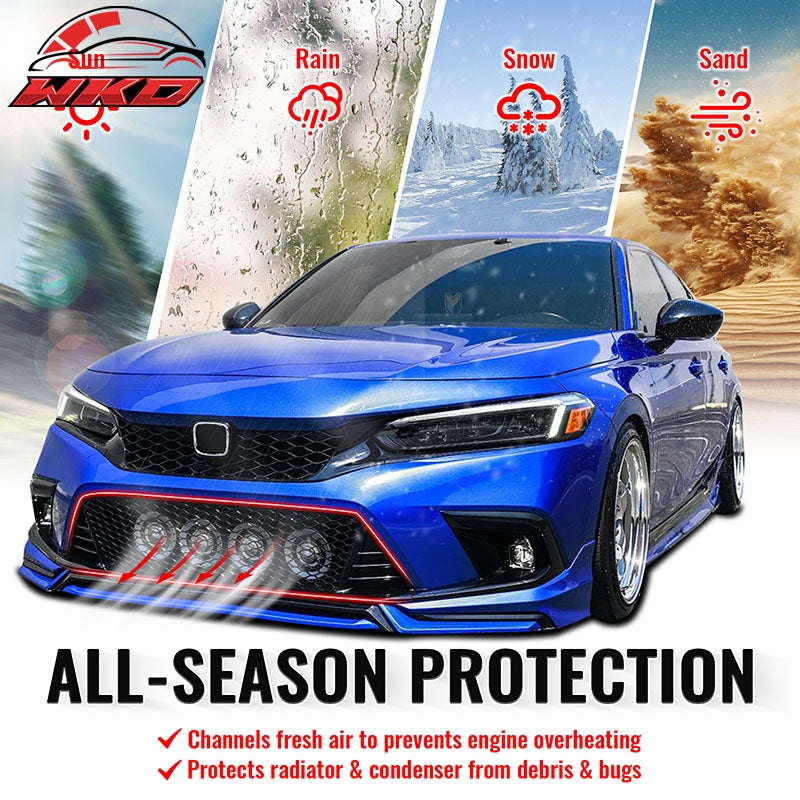 Fits 22-24 Honda Civic Type R Style Front Bumper Lower Grille PP Gloss Black
