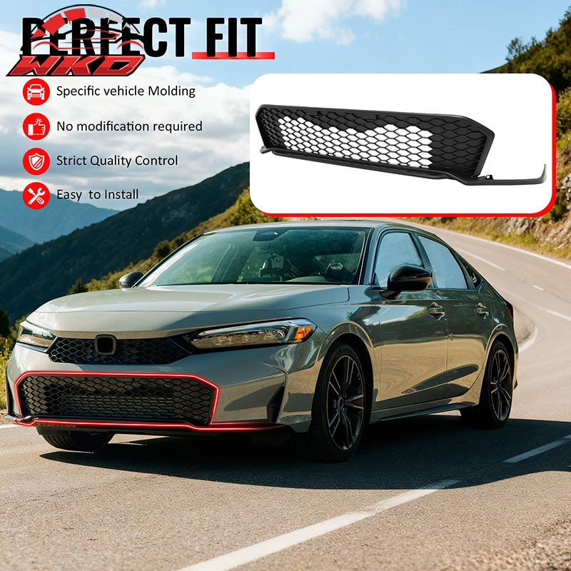 Fits 25-26 Honda Civic Type R Style Front Bumper Lower Grille ABS Matte Black