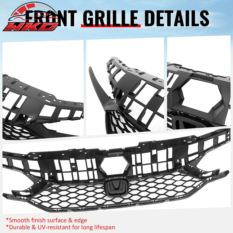Fits 25-26 Honda Civic Type R Style Front Bumper Upper Grille ABS Matte Black