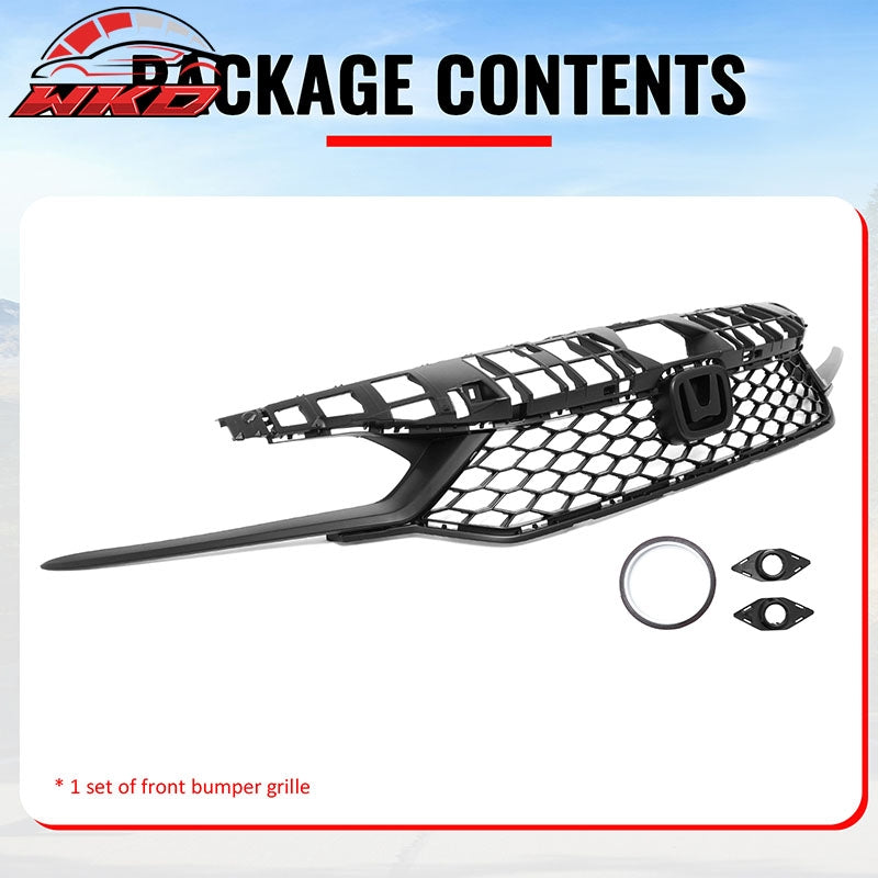 Fits 25-26 Honda Civic Type R Style Front Bumper Upper Grille ABS Matte Black