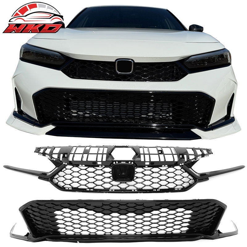 Wholesale 25-26 Honda Civic Type R Style Front Bumper Upper Lower Grilles Gloss Black